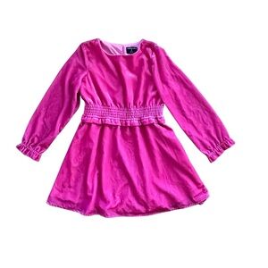 Crewcuts Hot Pink Long Sleeve Smocked Waist Dress